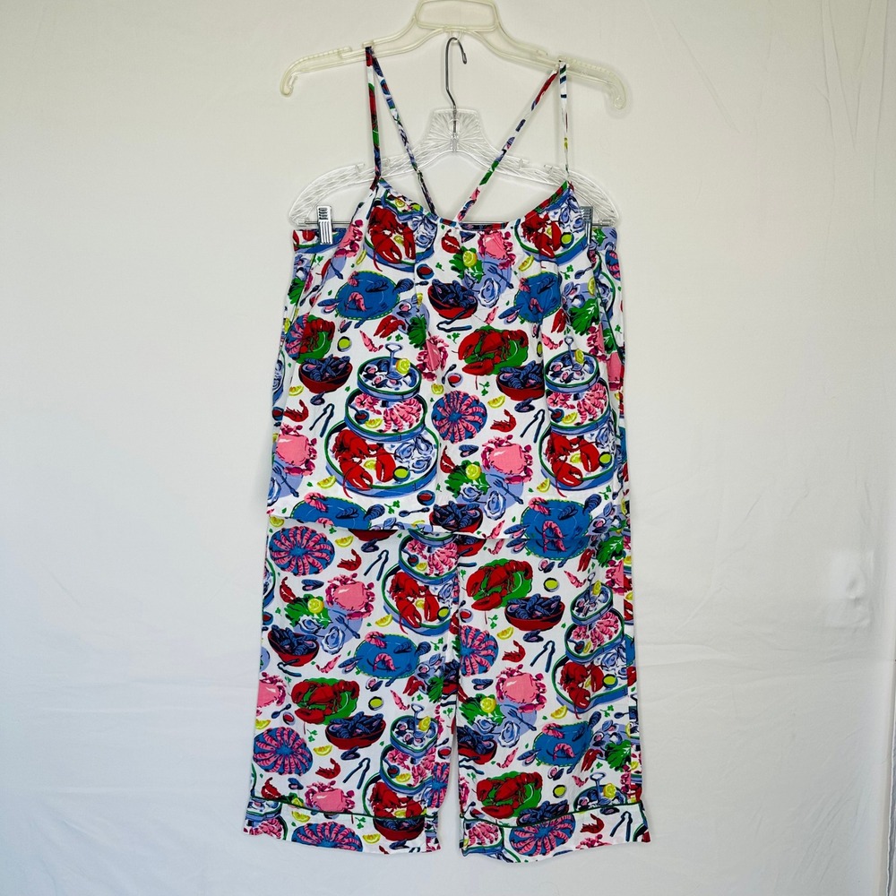 Print Fresh Pajama Set Tank Seafood Shellfish Lobster Crab Print Medium